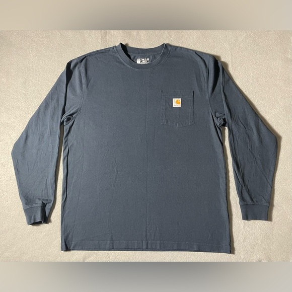 Carhartt Men’s Long Sleeve Shirt Large Blue Loose Fit Workwear Durable - Picture 1 of 4